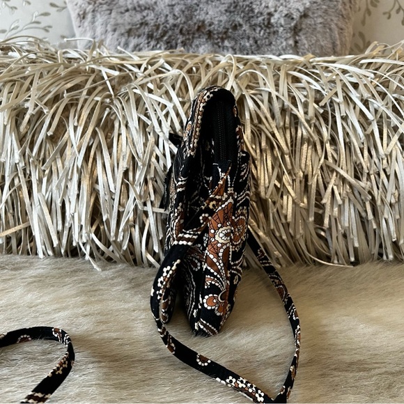 VERA BRADLEY Caffé Latte 2008 Velcro Mini Hipster Crossbody Black Brown Y2K - Picture 11 of 15